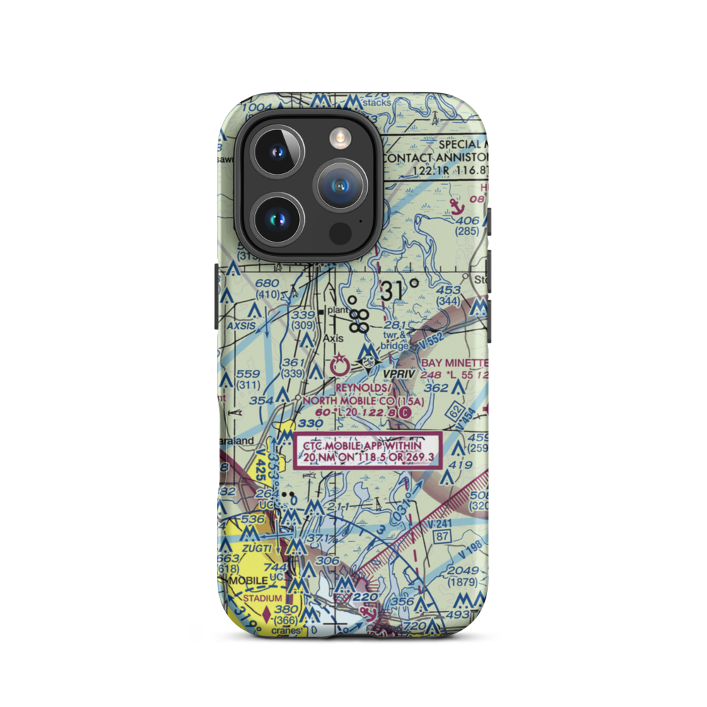 Mark Reynolds/North Mobile County Airport (15A) VFR Sectional  Tough iPhone Case iPhone 16 Pro model shown