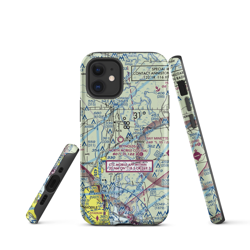 Mark Reynolds/North Mobile County Airport (15A) VFR Sectional  Tough iPhone Case iPhone 12 mini model shown