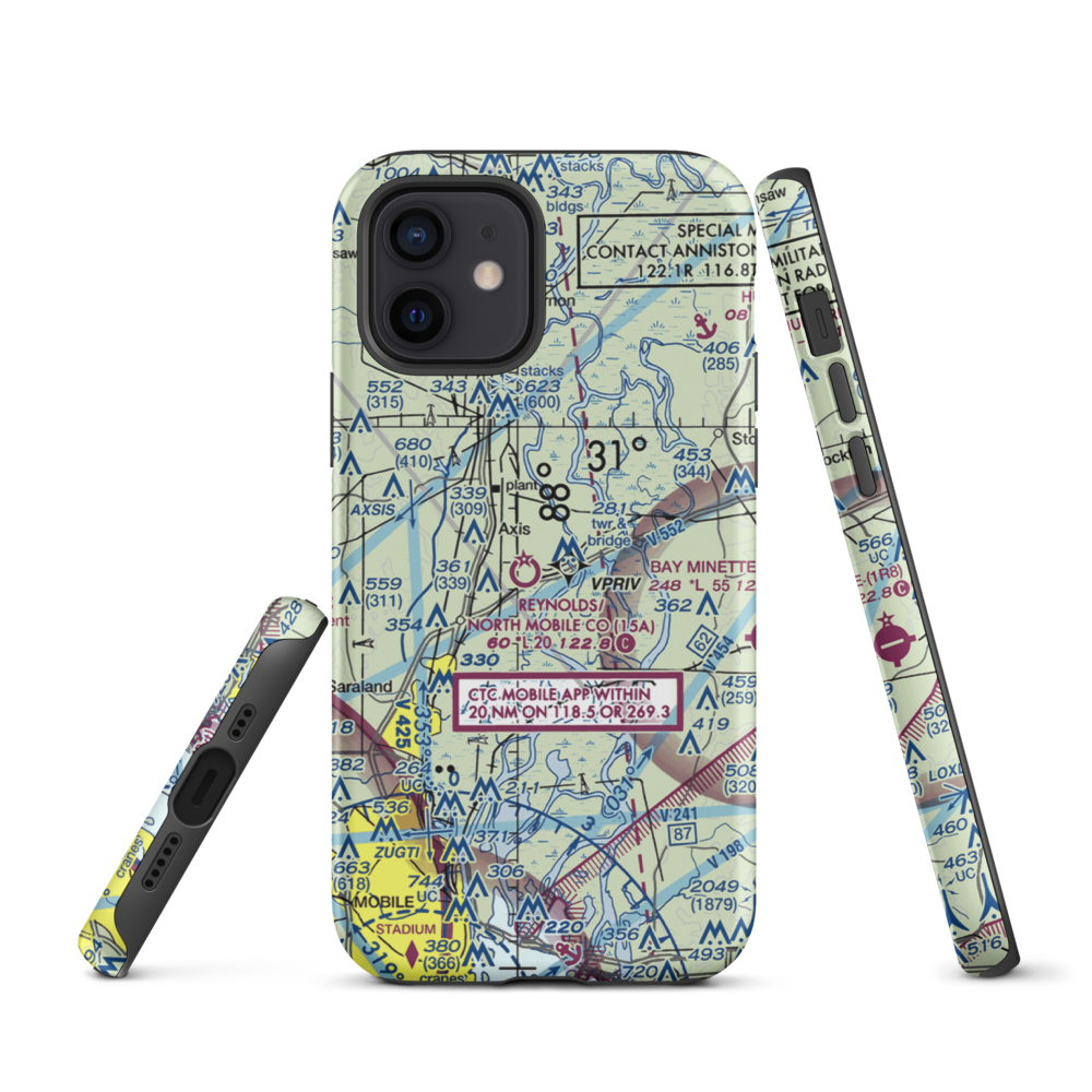 Mark Reynolds/North Mobile County Airport (15A) VFR Sectional  Tough iPhone Case iPhone 12 model shown