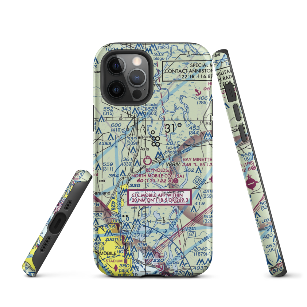 Mark Reynolds/North Mobile County Airport (15A) VFR Sectional  Tough iPhone Case iPhone 12 Pro model shown