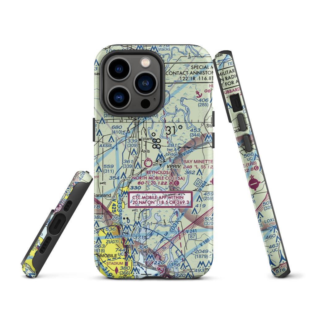 Mark Reynolds/North Mobile County Airport (15A) VFR Sectional  Tough iPhone Case iPhone 13 Pro model shown