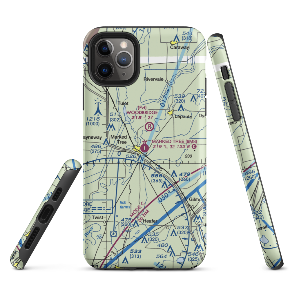 Marked Tree Municipal Airport (6M8) VFR Sectional  Tough iPhone Case iPhone 11 Pro Max model shown
