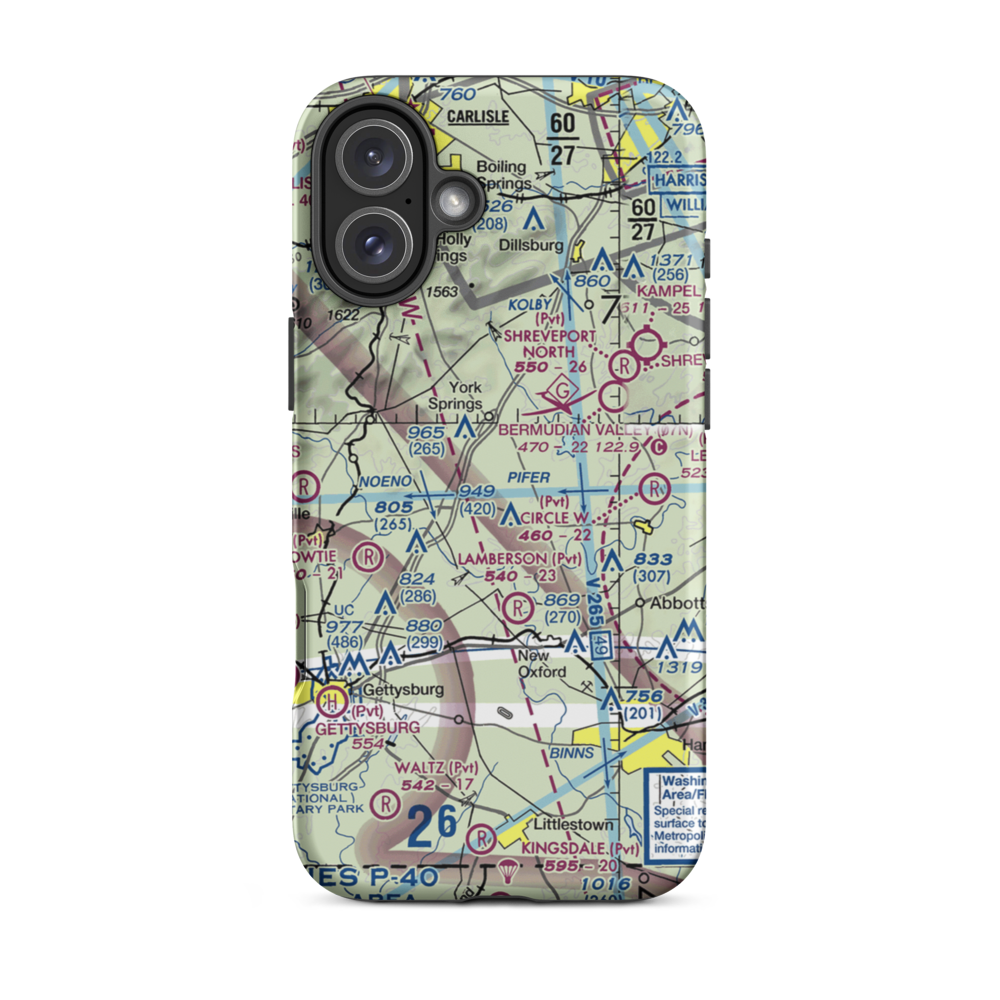 Market Garden Airport (2PN3) VFR Sectional  Tough iPhone Case iPhone 16 Plus model shown