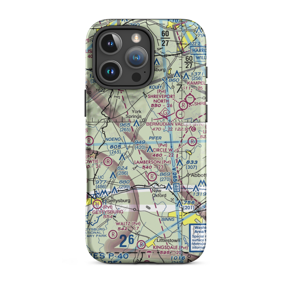 Market Garden Airport (2PN3) VFR Sectional  Tough iPhone Case iPhone 16 Pro Max model shown