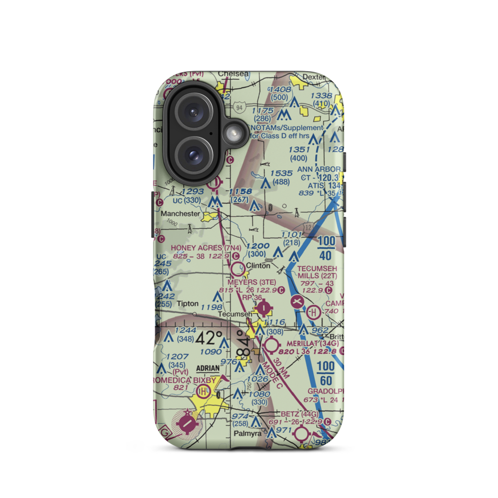 Markham Airport (MI52) VFR Sectional  Tough iPhone Case iPhone 16 model shown