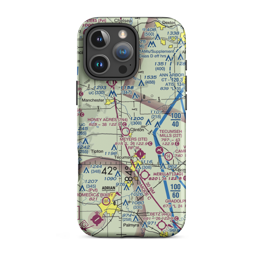 Markham Airport (MI52) VFR Sectional  Tough iPhone Case iPhone 16 Pro Max model shown