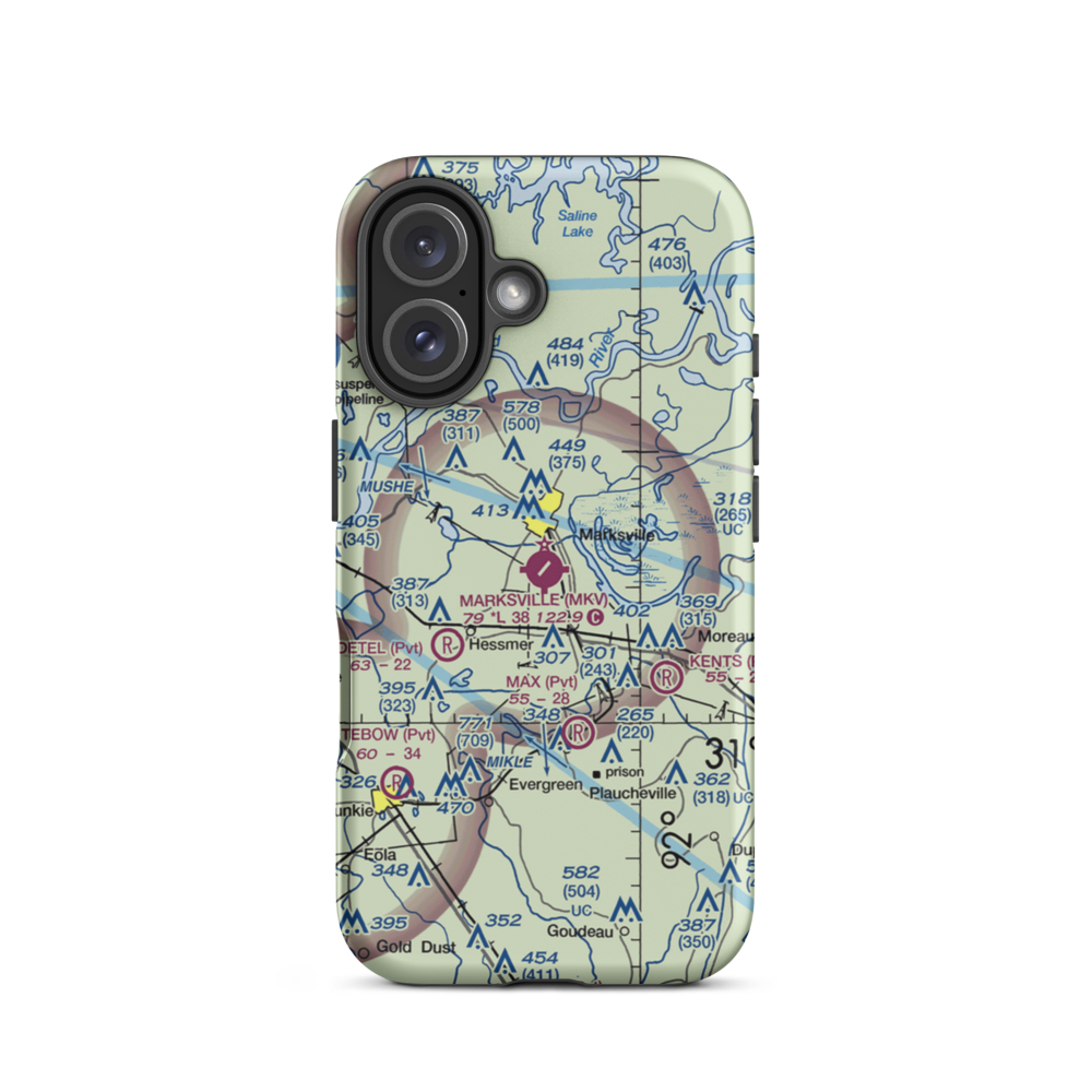 Marksville Municipal Airport (MKV) VFR Sectional  Tough iPhone Case iPhone 16 model shown