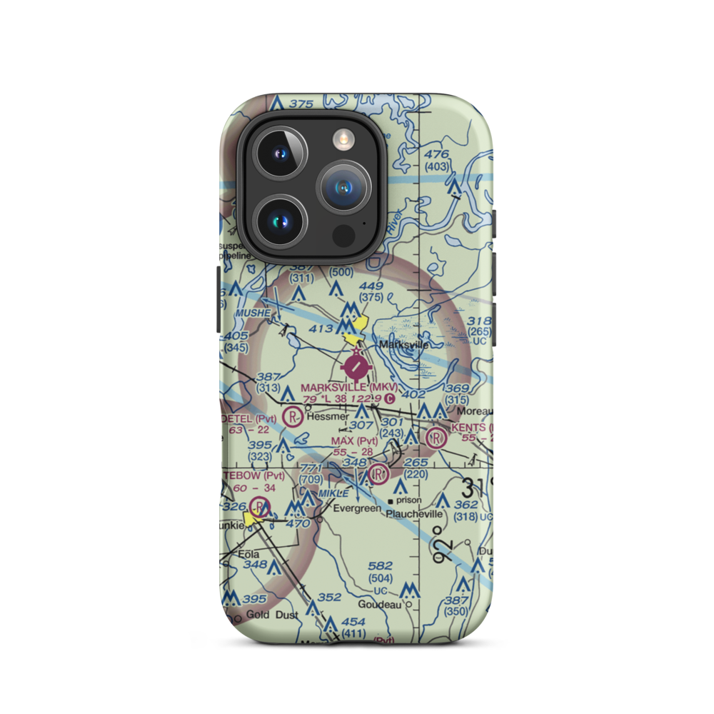 Marksville Municipal Airport (MKV) VFR Sectional  Tough iPhone Case iPhone 16 Pro model shown
