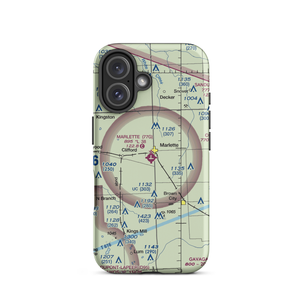 Marlette Township Airport (77G) VFR Sectional  Tough iPhone Case iPhone 16 model shown