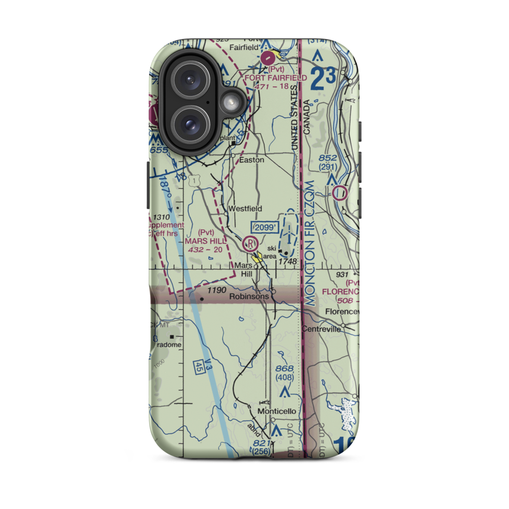 Mars Hill Airport (ME38) VFR Sectional  Tough iPhone Case iPhone 16 Plus model shown