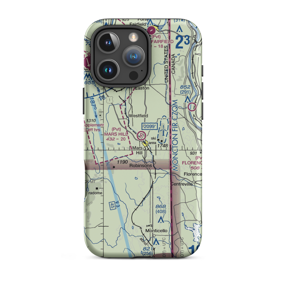 Mars Hill Airport (ME38) VFR Sectional  Tough iPhone Case iPhone 16 Pro Max model shown
