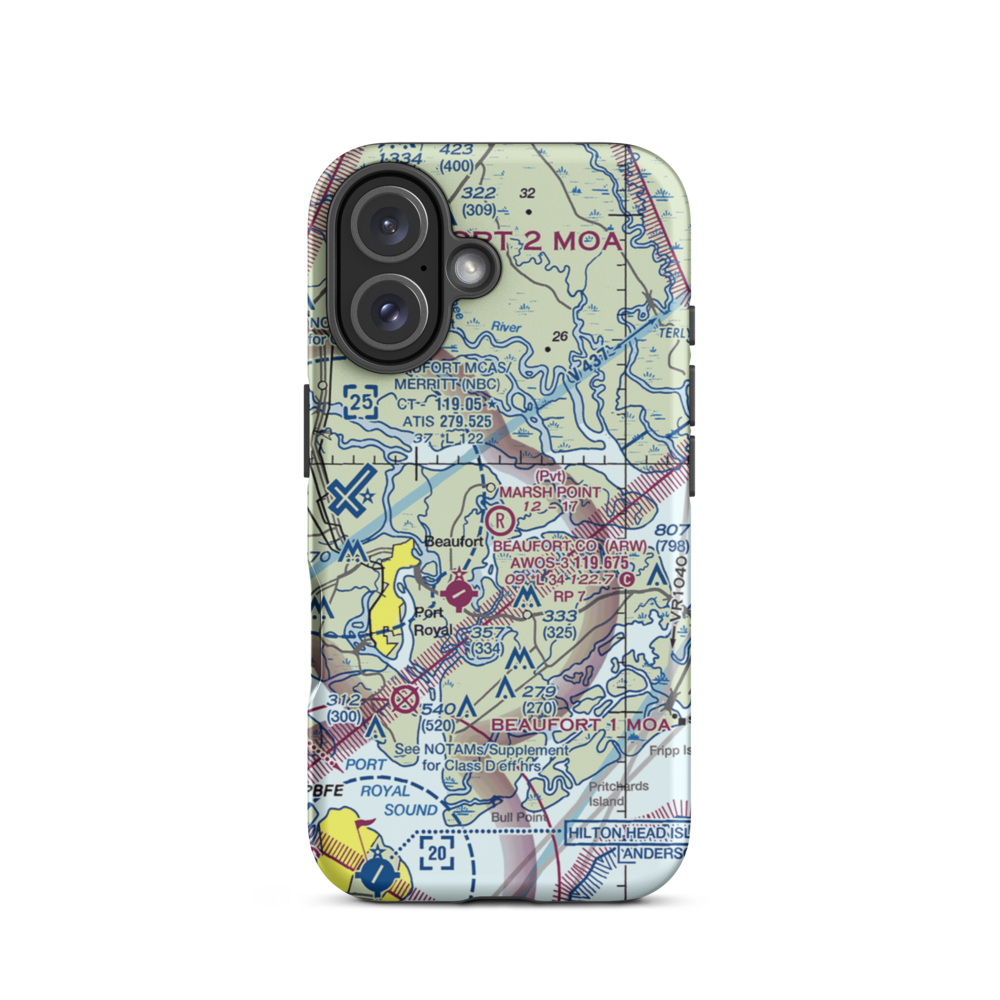 Marsh Point Airport (SC74) VFR Sectional  Tough iPhone Case iPhone 16 model shown