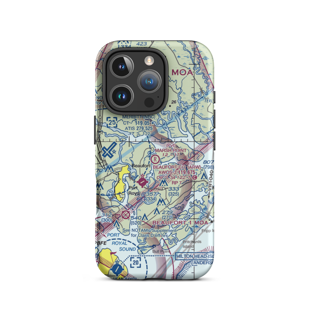 Marsh Point Airport (SC74) VFR Sectional  Tough iPhone Case iPhone 16 Pro model shown