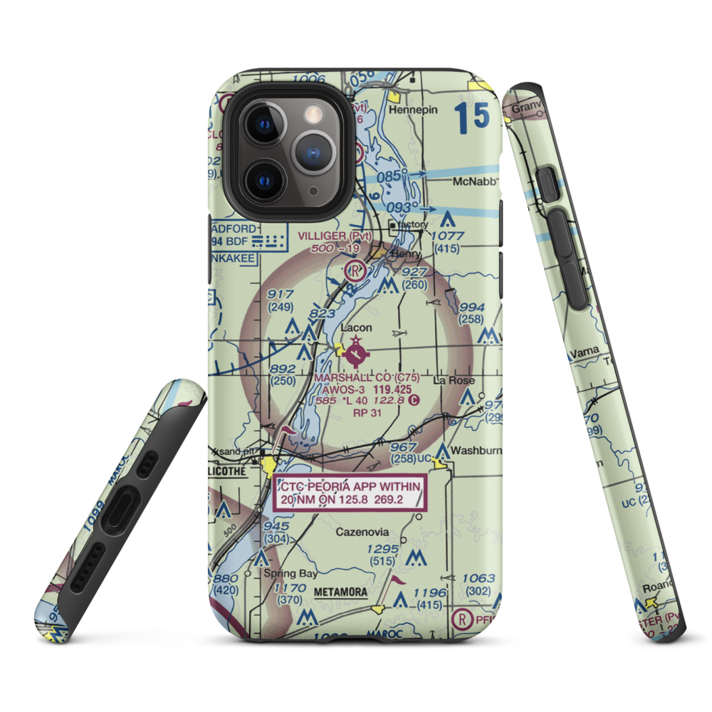 Marshall County Airport (C75) VFR Sectional  Tough iPhone Case iPhone 11 Pro model shown