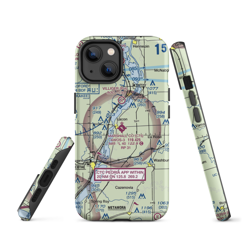 Marshall County Airport (C75) VFR Sectional  Tough iPhone Case iPhone 14 model shown