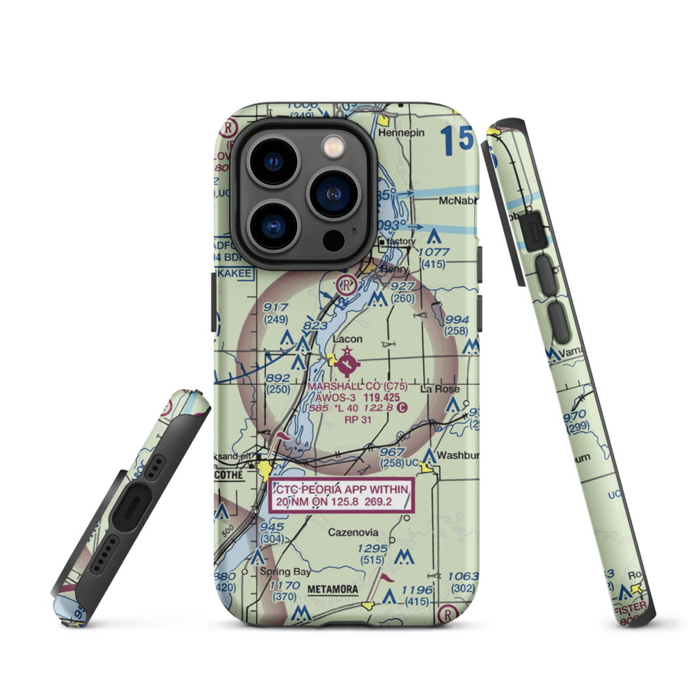 Marshall County Airport (C75) VFR Sectional  Tough iPhone Case iPhone 14 Pro model shown