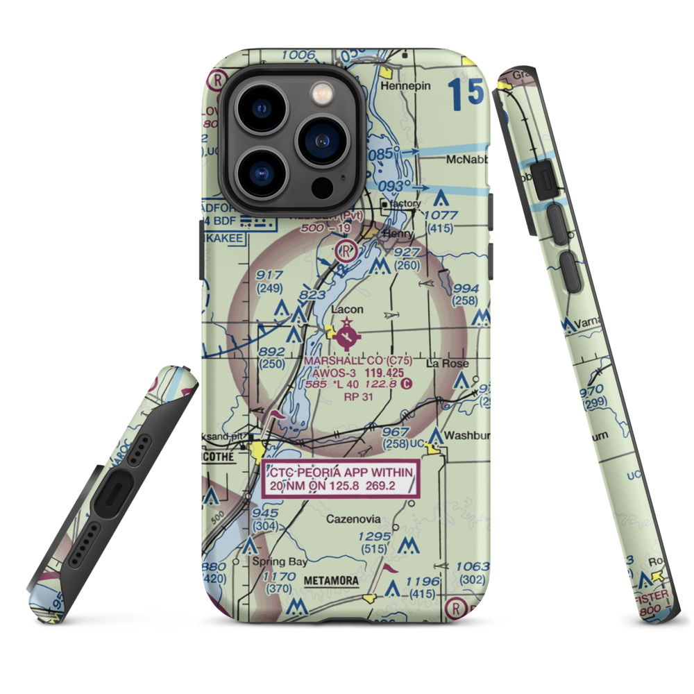 Marshall County Airport (C75) VFR Sectional  Tough iPhone Case iPhone 14 Pro Max model shown