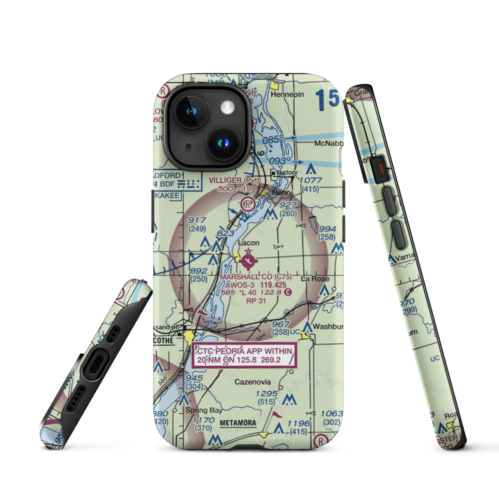 Marshall County Airport (C75) VFR Sectional  Tough iPhone Case iPhone 15 model shown