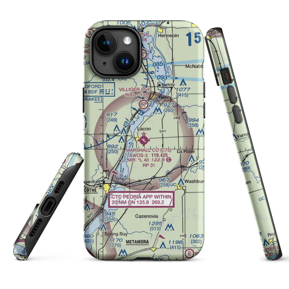 Marshall County Airport (C75) VFR Sectional  Tough iPhone Case iPhone 15 Plus model shown