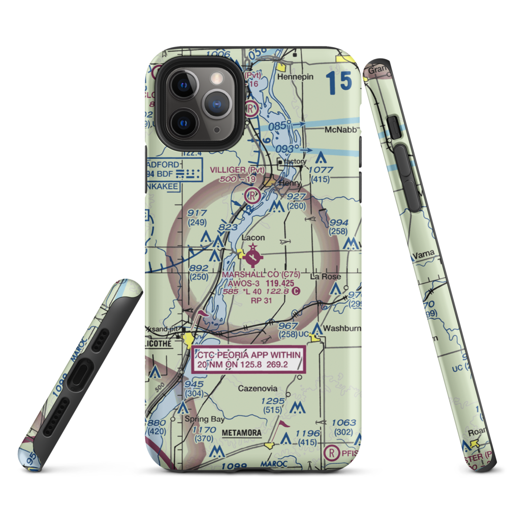Marshall County Airport (C75) VFR Sectional  Tough iPhone Case iPhone 11 Pro Max model shown