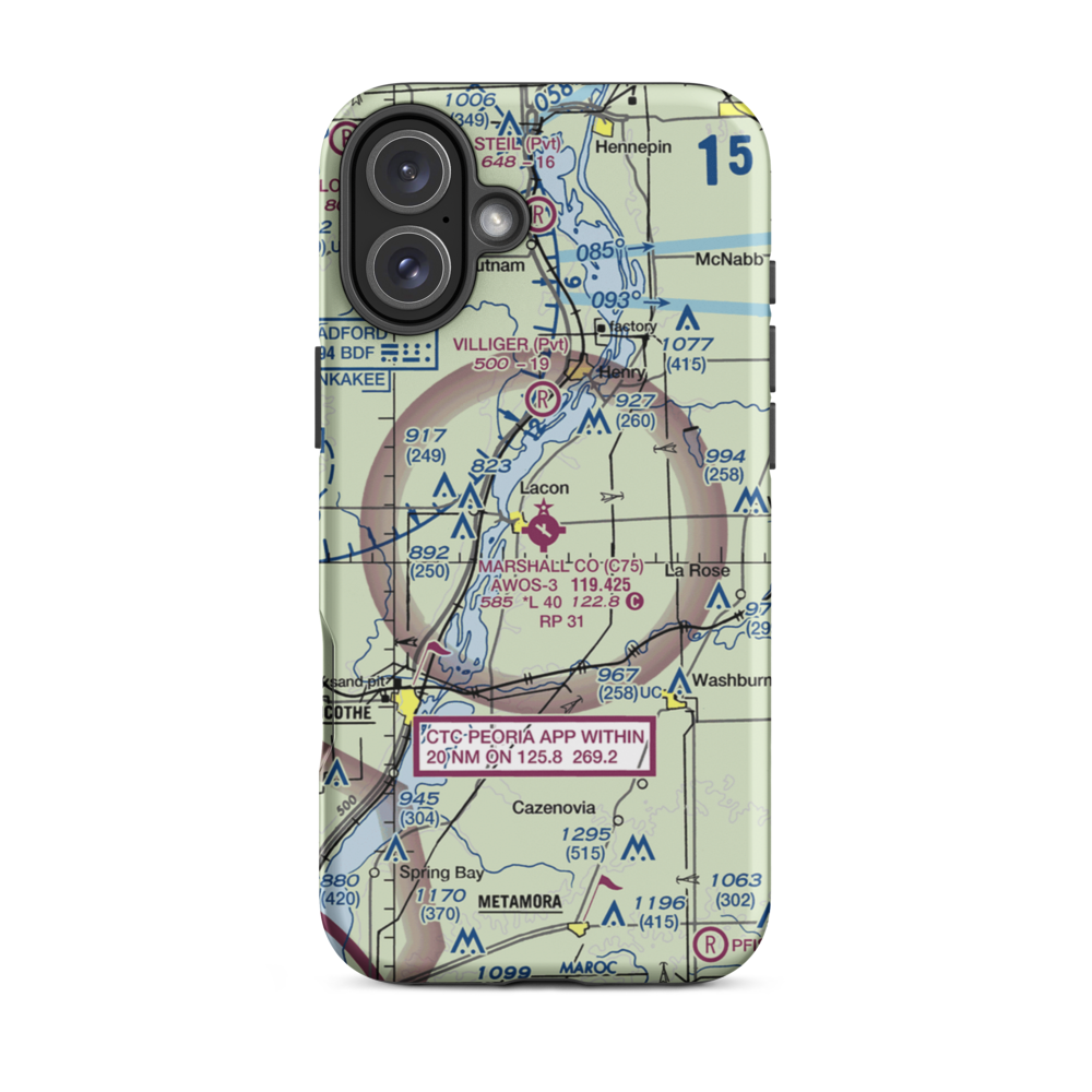 Marshall County Airport (C75) VFR Sectional  Tough iPhone Case iPhone 16 Plus model shown