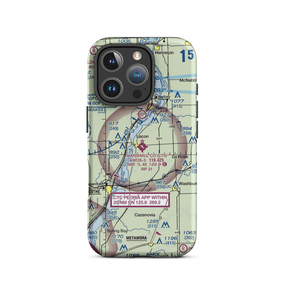 Marshall County Airport (C75) VFR Sectional  Tough iPhone Case iPhone 16 Pro model shown