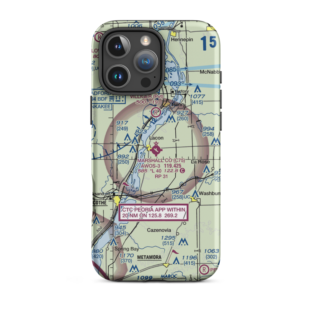 Marshall County Airport (C75) VFR Sectional  Tough iPhone Case iPhone 16 Pro Max model shown
