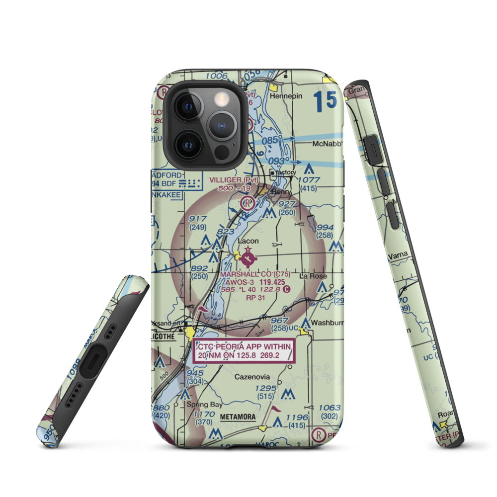 Marshall County Airport (C75) VFR Sectional  Tough iPhone Case iPhone 12 Pro model shown