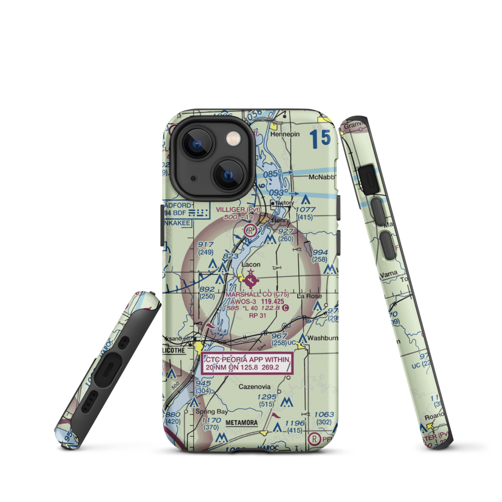 Marshall County Airport (C75) VFR Sectional  Tough iPhone Case iPhone 13 mini model shown