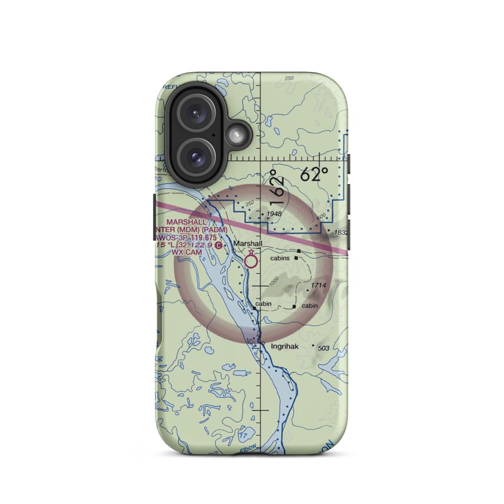 Marshall Don Hunter Sr Airport (MDM) VFR Sectional  Tough iPhone Case iPhone 16 model shown