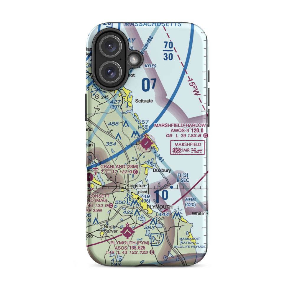 Marshfield Municipal George Harlow Field (GHG) VFR Sectional  Tough iPhone Case iPhone 16 Plus model shown