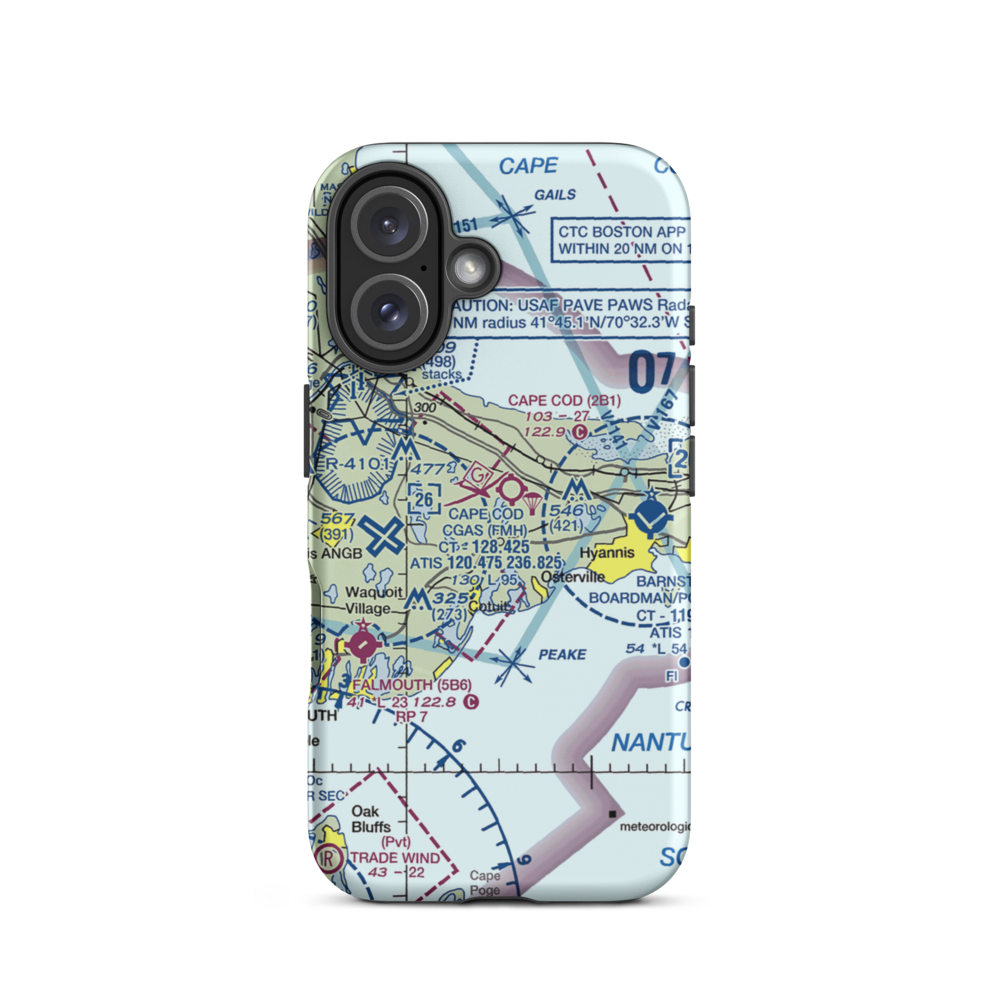 Marston Mills Seaplane Base (MA12) VFR Sectional  Tough iPhone Case iPhone 16 model shown