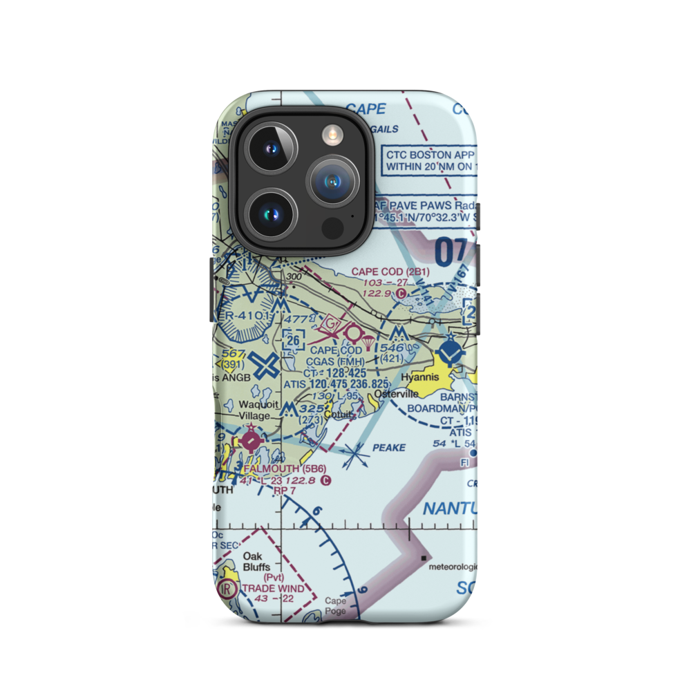Marston Mills Seaplane Base (MA12) VFR Sectional  Tough iPhone Case iPhone 16 Pro model shown