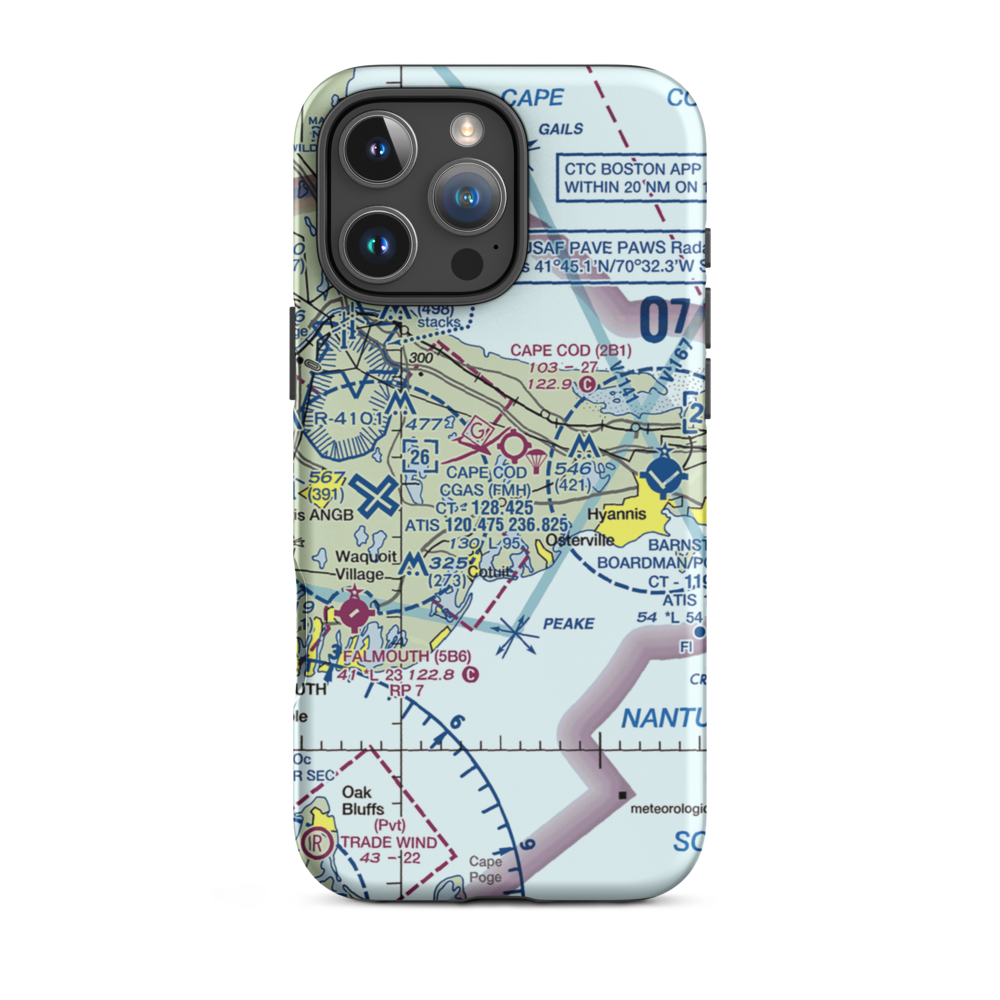 Marston Mills Seaplane Base (MA12) VFR Sectional  Tough iPhone Case iPhone 16 Pro Max model shown