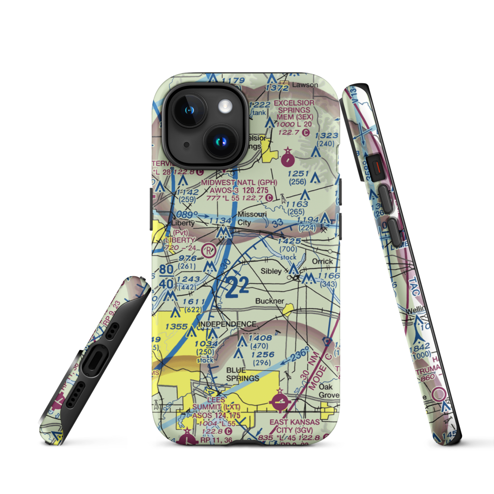 Martens Airport (4MO8) VFR Sectional  Tough iPhone Case iPhone 15 model shown