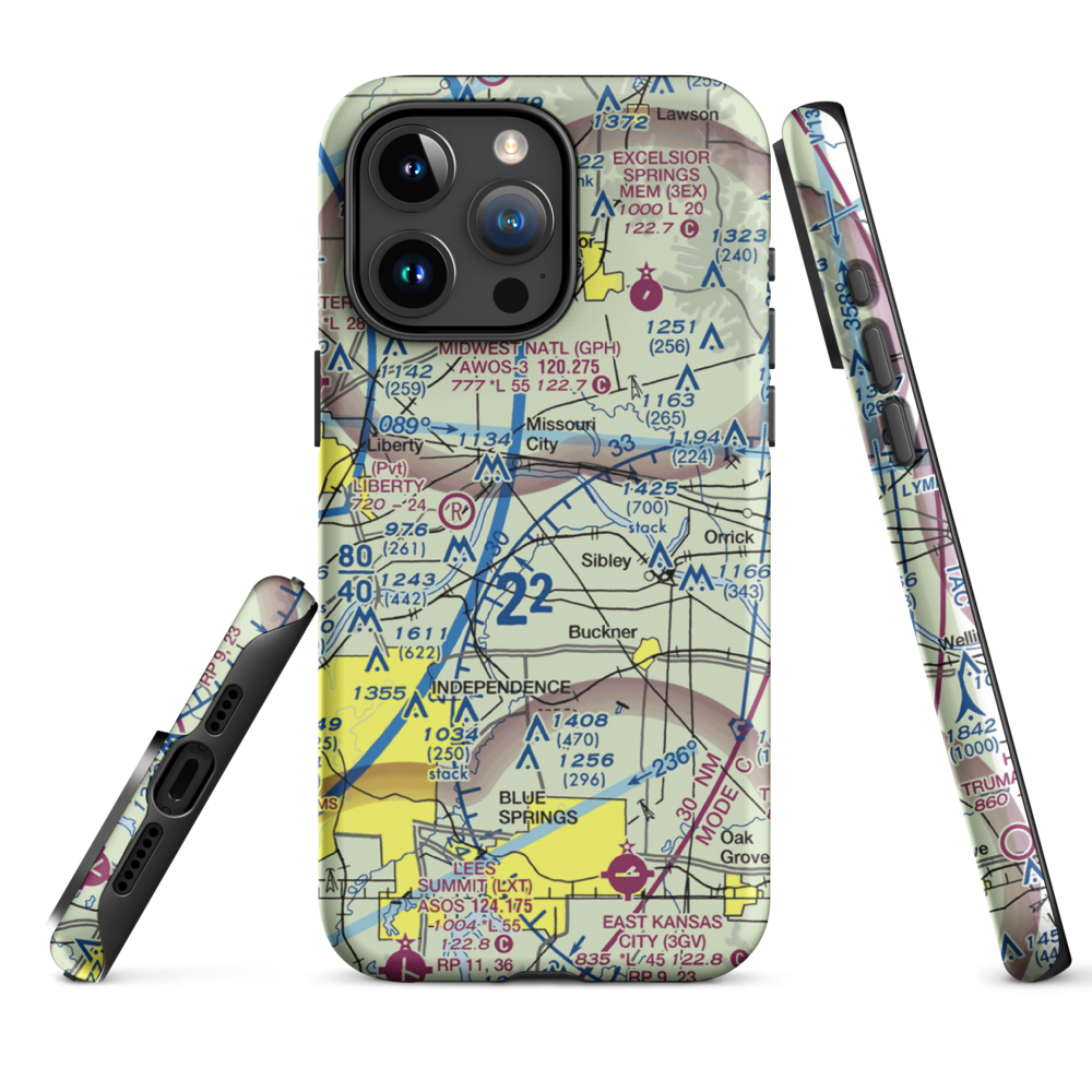 Martens Airport (4MO8) VFR Sectional  Tough iPhone Case iPhone 15 Pro Max model shown