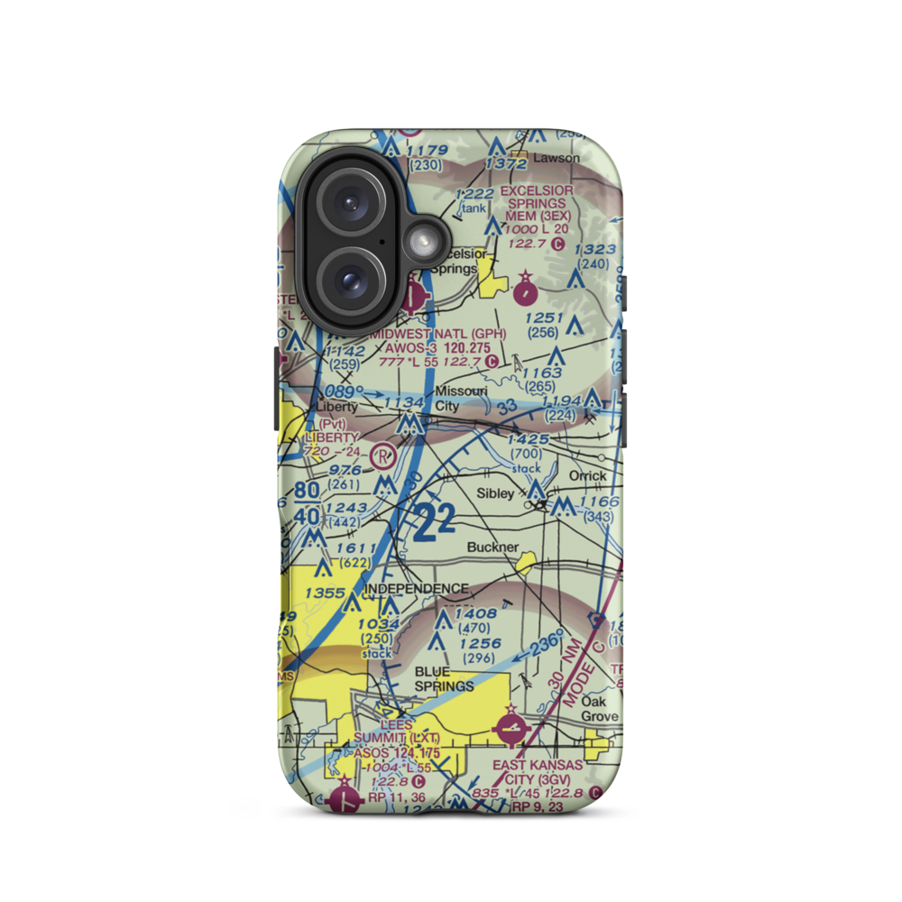 Martens Airport (4MO8) VFR Sectional  Tough iPhone Case iPhone 16 model shown