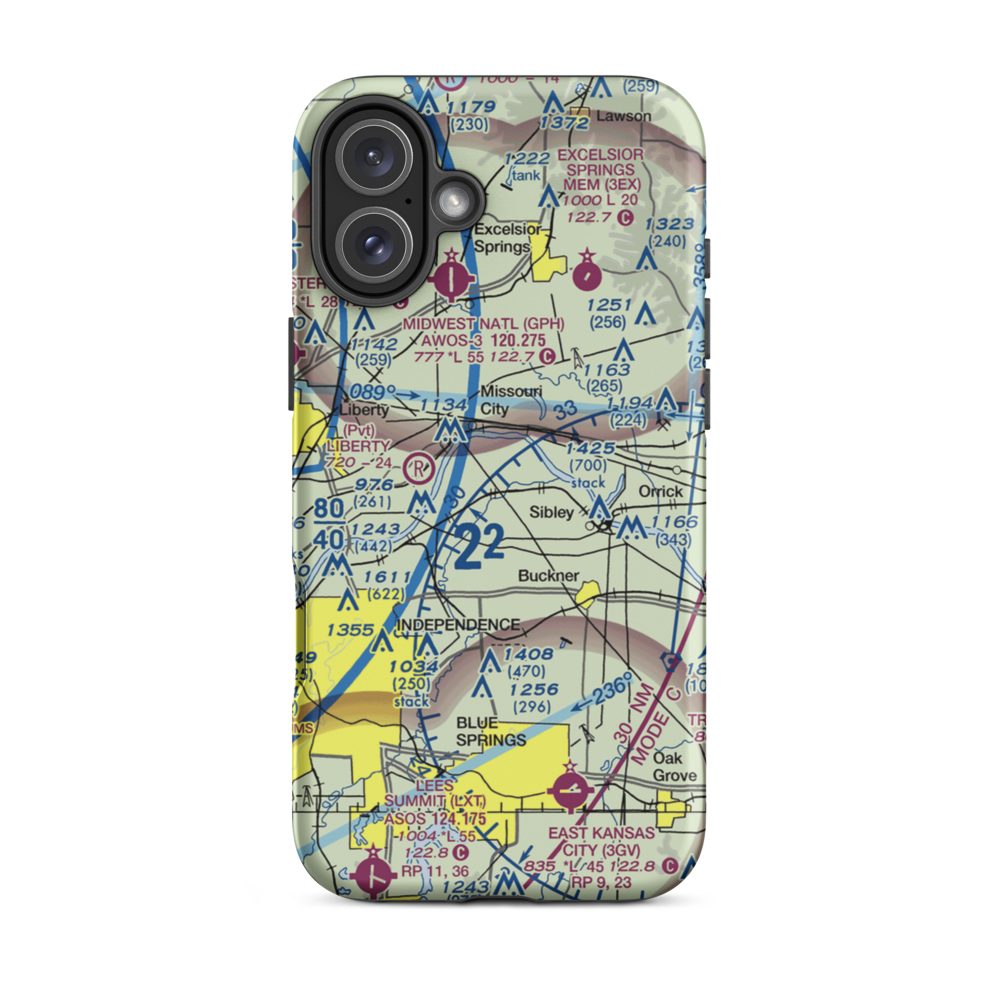 Martens Airport (4MO8) VFR Sectional  Tough iPhone Case iPhone 16 Plus model shown