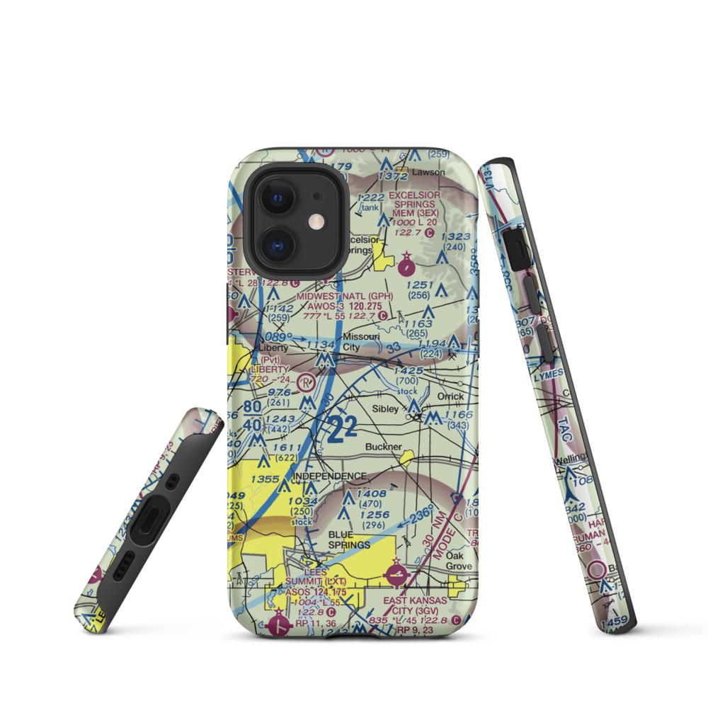 Martens Airport (4MO8) VFR Sectional  Tough iPhone Case iPhone 12 mini model shown