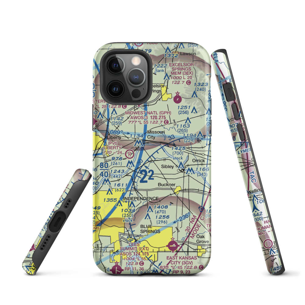 Martens Airport (4MO8) VFR Sectional  Tough iPhone Case iPhone 12 Pro model shown