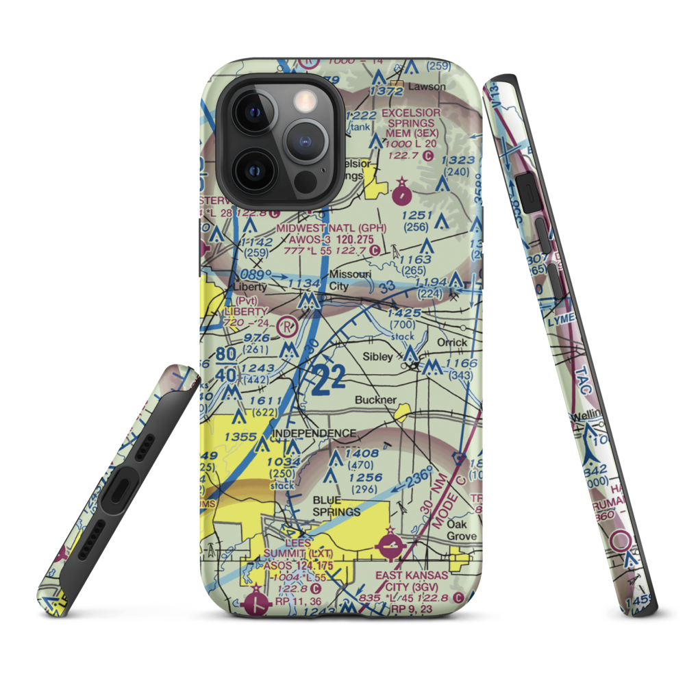 Martens Airport (4MO8) VFR Sectional  Tough iPhone Case iPhone 12 Pro Max model shown