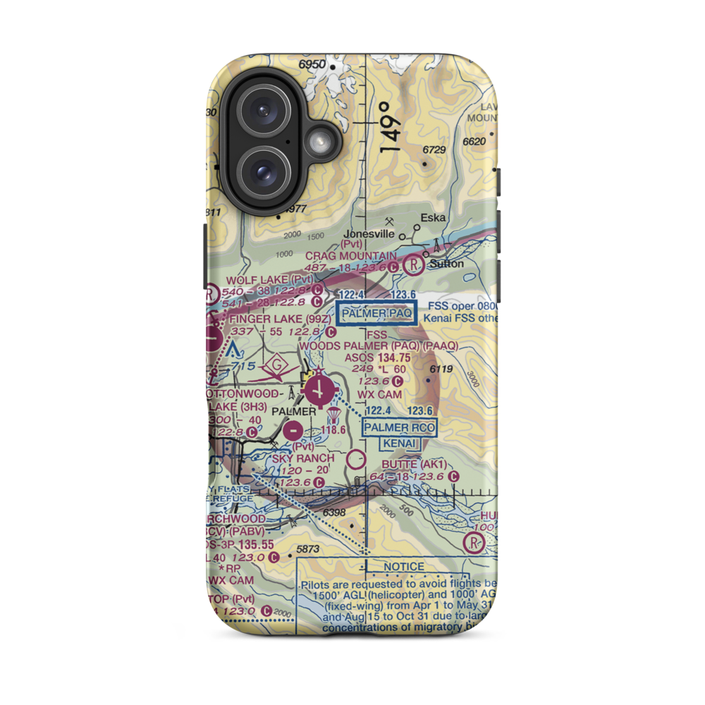 Martin Airport (AK92) VFR Sectional  Tough iPhone Case iPhone 16 Plus model shown