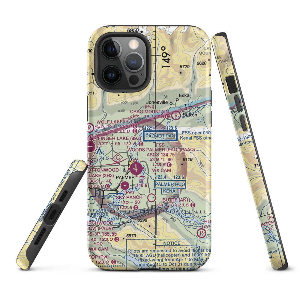 Martin Airport (AK92) VFR Sectional  Tough iPhone Case iPhone 12 Pro Max model shown
