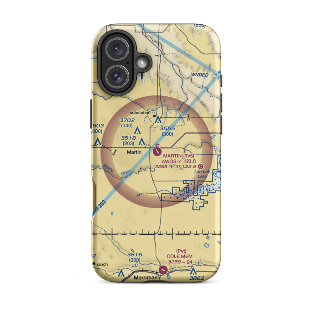 Martin Municipal Airport (9V6) VFR Sectional  Tough iPhone Case iPhone 16 Plus model shown