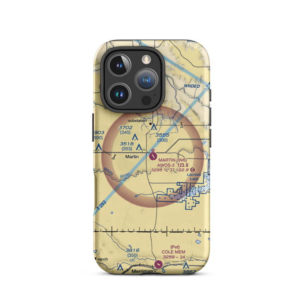 Martin Municipal Airport (9V6) VFR Sectional  Tough iPhone Case iPhone 16 Pro model shown