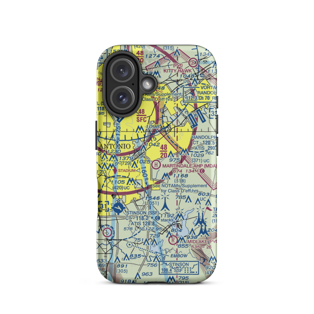 Martindale Army Heliport (MDA) VFR Sectional  Tough iPhone Case iPhone 16 model shown