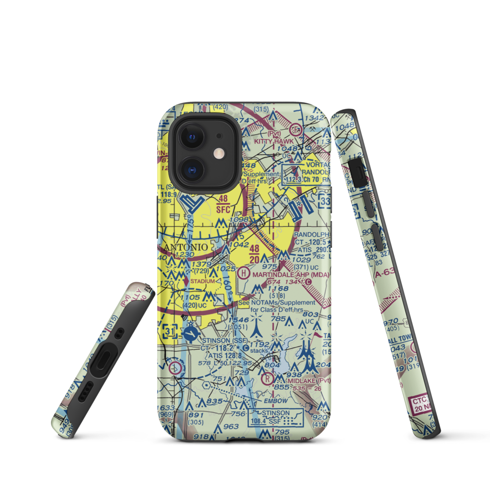 Martindale Army Heliport (MDA) VFR Sectional  Tough iPhone Case iPhone 12 mini model shown