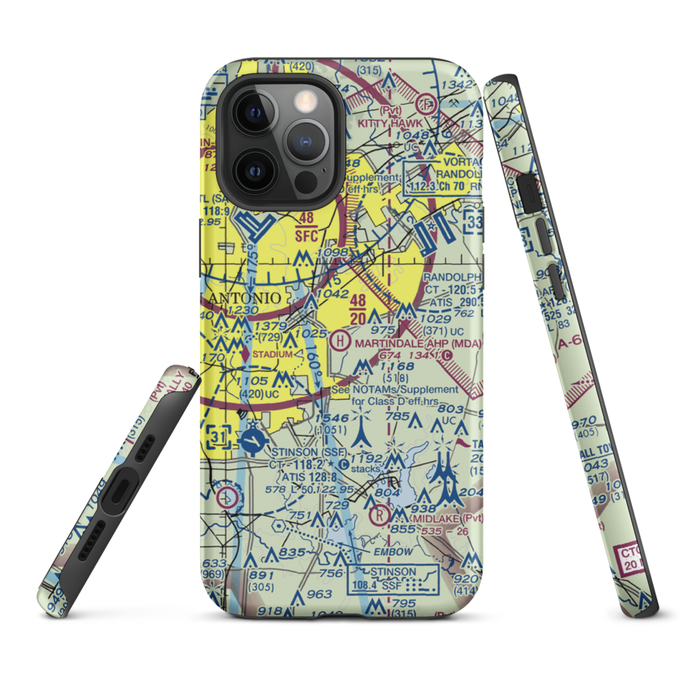 Martindale Army Heliport (MDA) VFR Sectional  Tough iPhone Case iPhone 12 Pro Max model shown