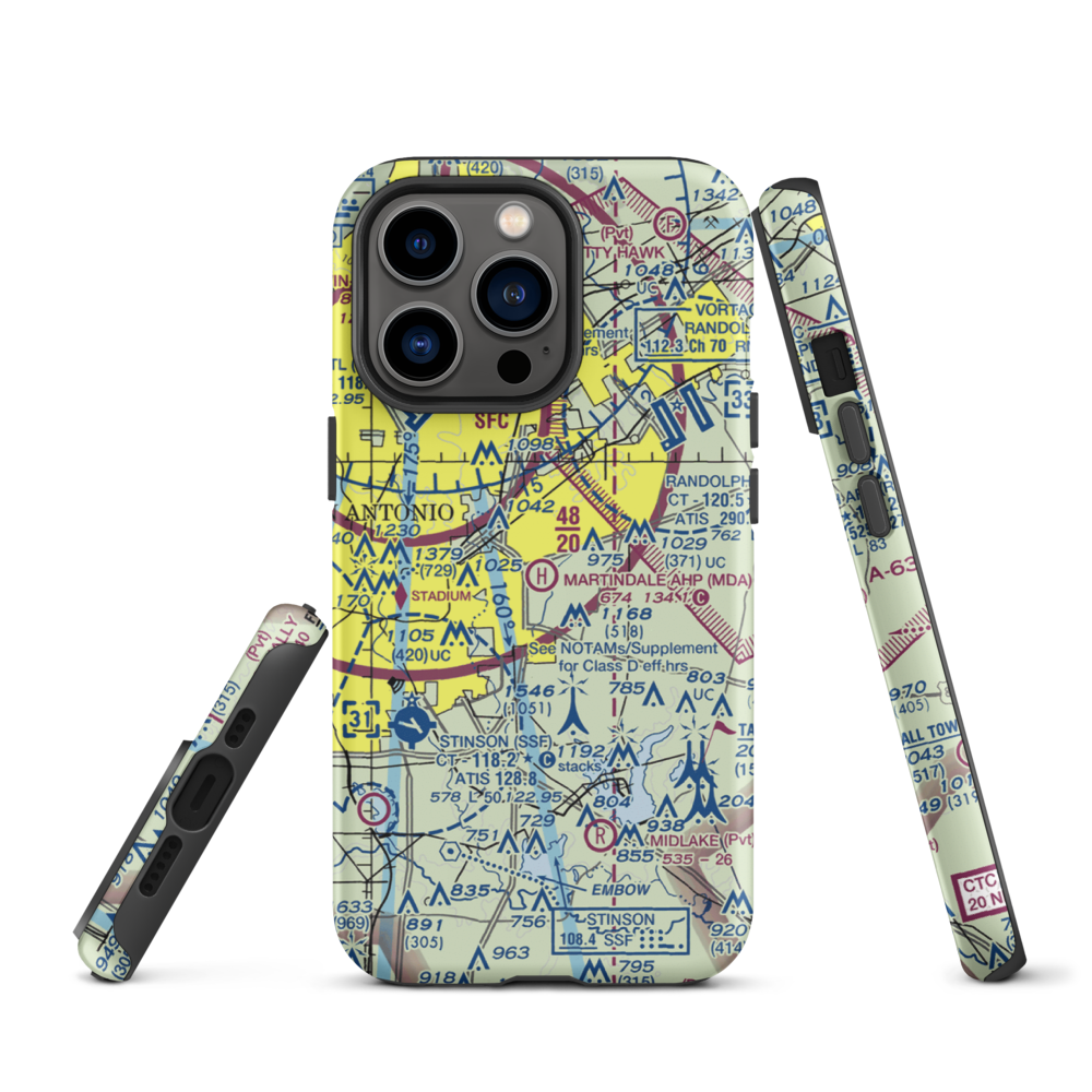 Martindale Army Heliport (MDA) VFR Sectional  Tough iPhone Case iPhone 13 Pro model shown