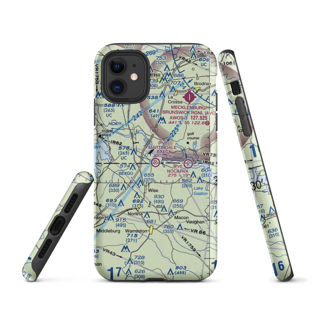 Martindale Executive Airpark (70NC) VFR Sectional  Tough iPhone Case iPhone 11 model shown